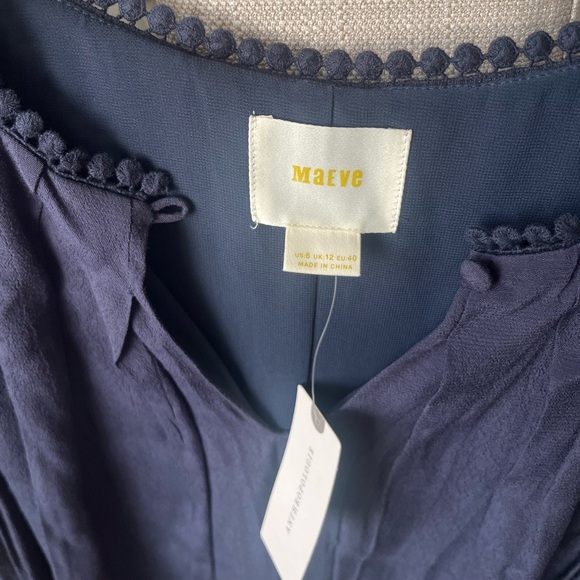 NWT $168 Anthroplogie Maeve Festivity Swing Fringe Hem Mini Dress Blue, 8 - Picture 4 of 7